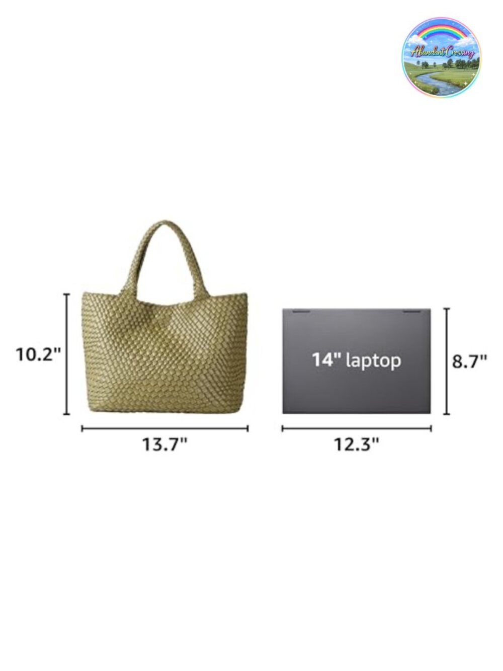 Woven Vegan Leather Tote Bag Large Shoulder Handbag - Picture 2 of 6